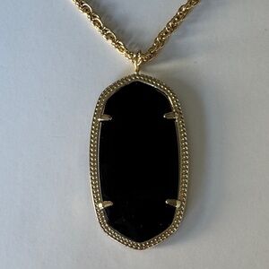Kendra Scott Danielle Gold Long Pendant Necklace in Black Opaque Glass